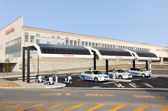 honda solar-powered charging station Solar-powered charging station in Japan, United States and China