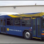 University of Michigan began using its first diesel-electric hybrid bus this week