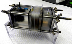 Microbial reverse dialysis test cell Extracting energy from the waste water and salt water