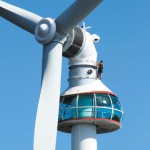 Wind Turbine Tower with Viewing Deck Built on Top of Grouse Mountain near Vancouver
